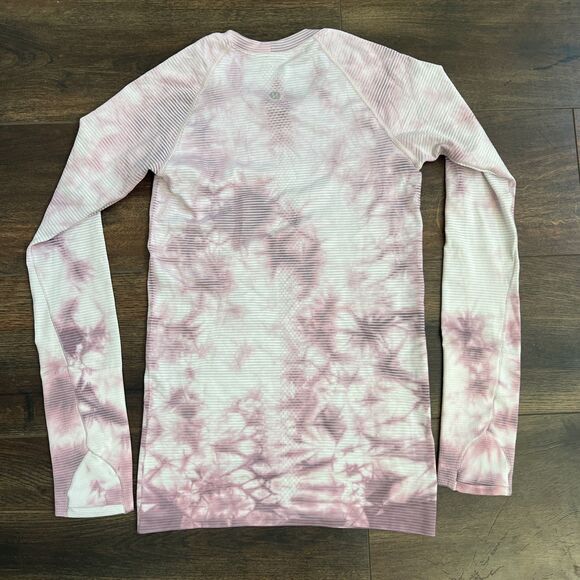 Lululemon Swiftly Tech Size 4 Long Sleeve 2.0 Shibori Stripe Pink Taupe Tie Dye - Picture 9 of 14
